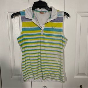 Puma Dry Cell Women's Golf Tennis Shirt Sleeveless Large L, Striped